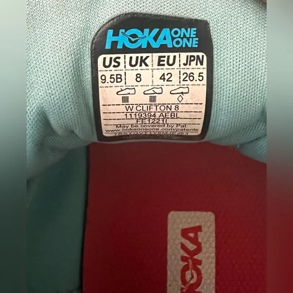 Hoka One One Clifton 8 Aqua Running Walking Sneakers Women’s Size 9.5B - Picture 6 of 6